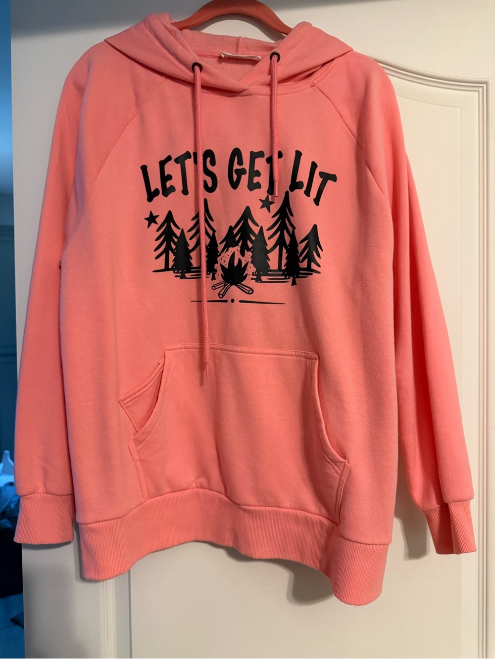 Zenana “Let’s Get Lit” Pink Graphic Hoodie XL